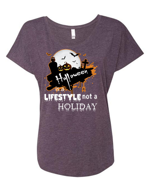Halloween Is A Lifestyle Not A Holiday T Shirt, I Love You Pumpkin T Shirt, Cool Shirt (Ladies' Triblend Dolman Sleeve)