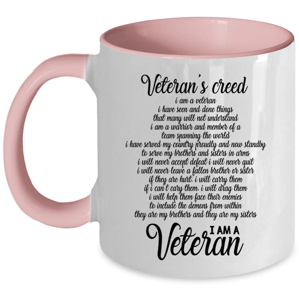 I Am A Veteran Coffee Mug, Veteran's Creed Accent Mug