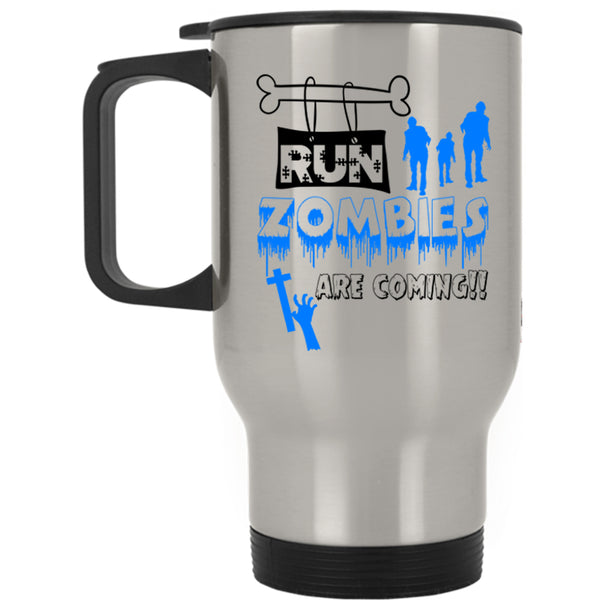Halloween Ghost Travel Mug, Run Zombies Are Coming Mug