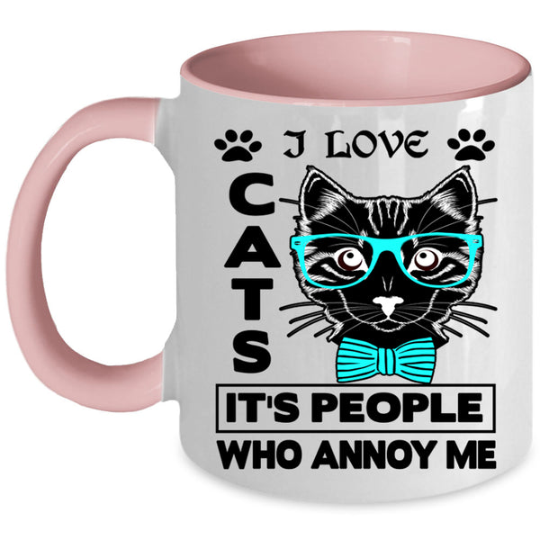 Cute Gift For Cat Lovers Coffee Mug, I Love Cats Accent Mug
