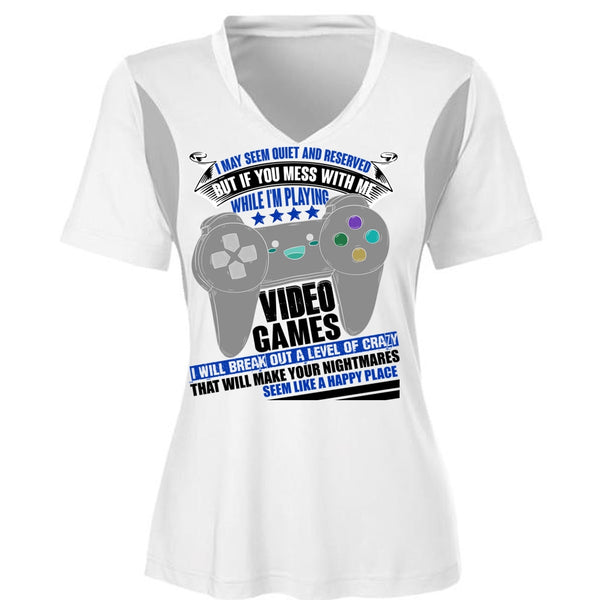 I'm Playing Video Games T Shirt, Like A Happy Place T Shirt, Cool Shirt (Ladies LS Heather V-Neck)