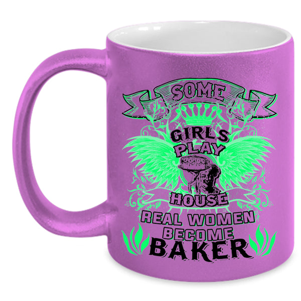 Beautiful Lady Coffee Mug, Real Women Become Baker Accent Mug