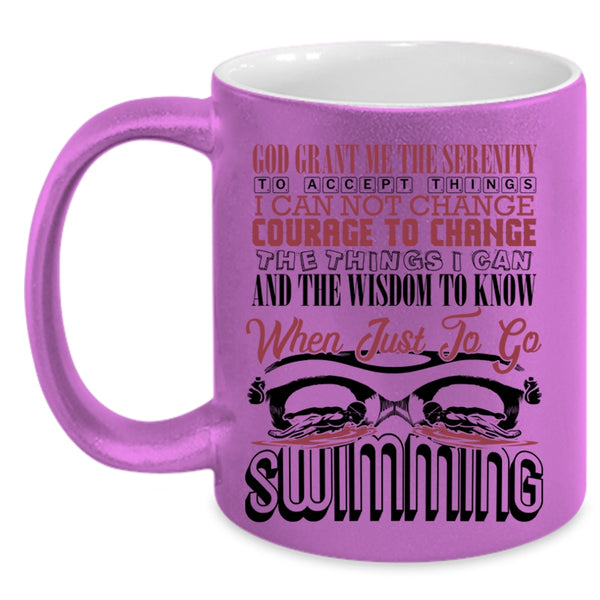 Funny Swimming Coffee Mug, Just To Go Swimming Accent Mug