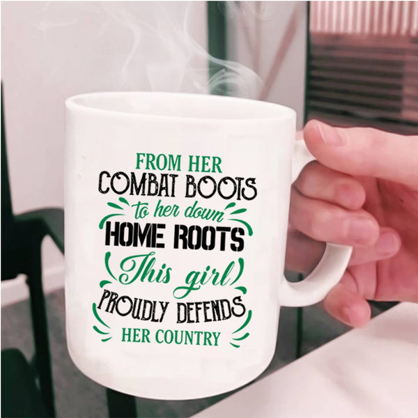 Cute Veterans Coffee Mug, This Girl Proudly Defends Her Country Cup