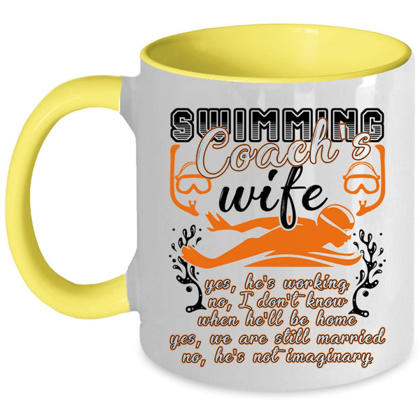 Cool Just Married Coffee Mug, Swimming Coach's Wife Accent Mug