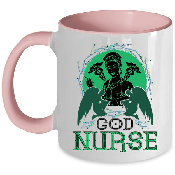 Cute Gift For Nurses Coffee Mug, God Nurse Accent Mug