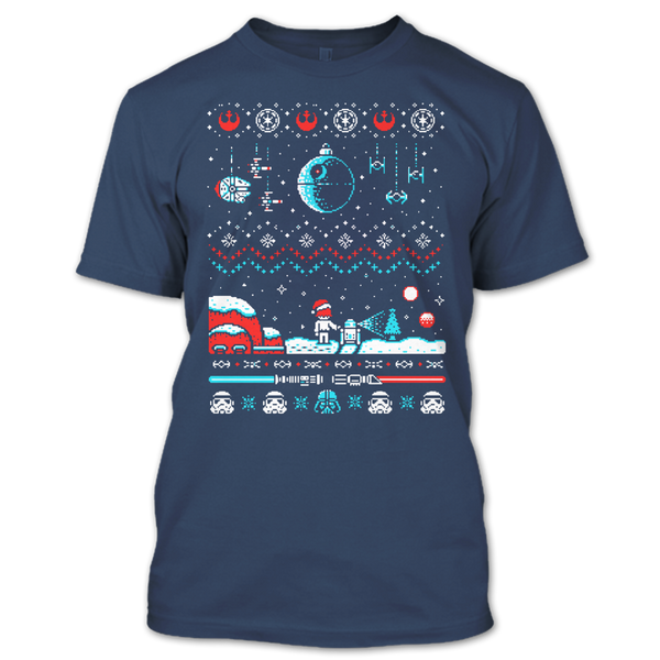 A black t-shirt with the shopify logo