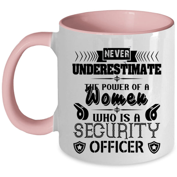 My Wife Coffee Mug, Power Of A Women Is A Security Officer Accent Mug