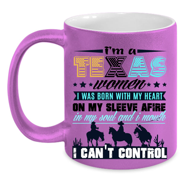 I Was Born With My Heart Coffee Mug, I'm A Texas Women Accent Mug