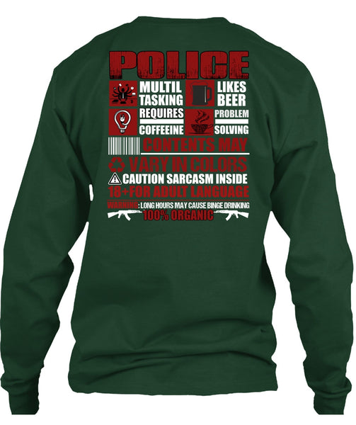 Police Multitasking T Shirt, Likes Beer T Shirt