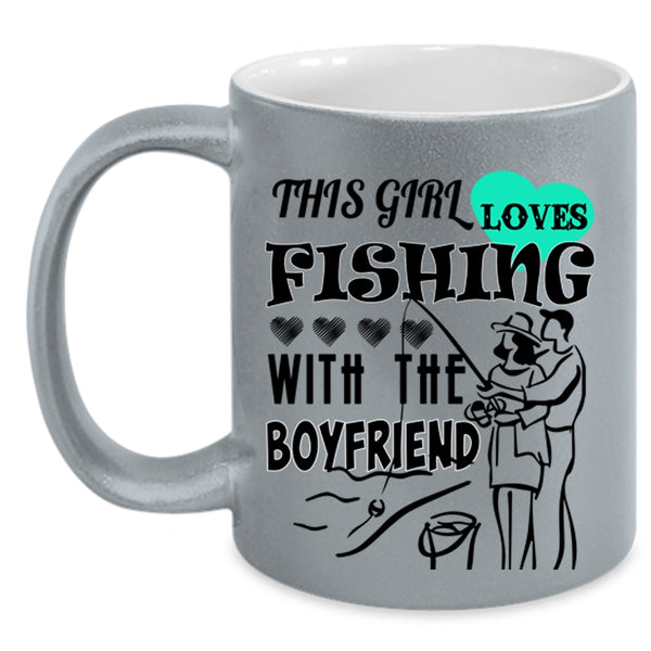 Cool Couple Coffee Mug, This Girl Loves Fishing With The Boyfriend Accent Mug