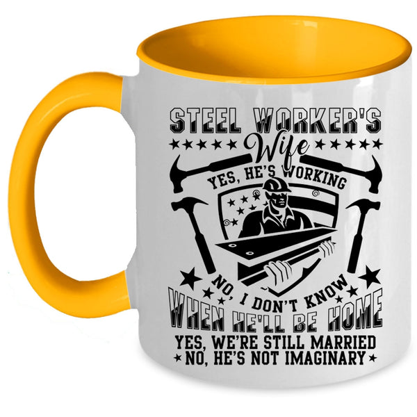 Gift For Wedding Coffee Mug, Steel Worker's Wife Accent Mug