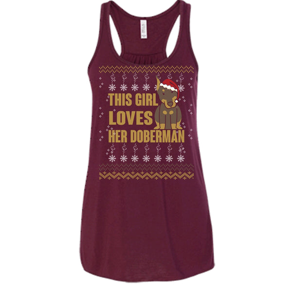 This Girls Loves Her Doberman T Shirt, Merry Christmas Tank Top