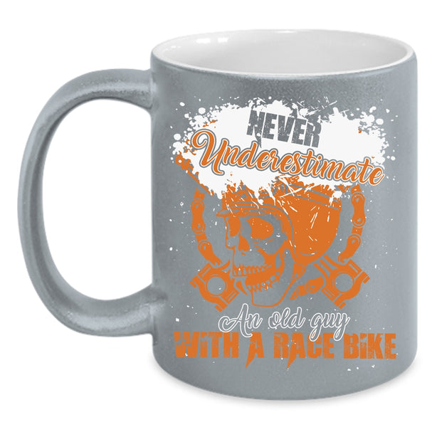 An Old Guy With A Race Bike Coffee Mug, Awesome Race Biker Coffee Cup