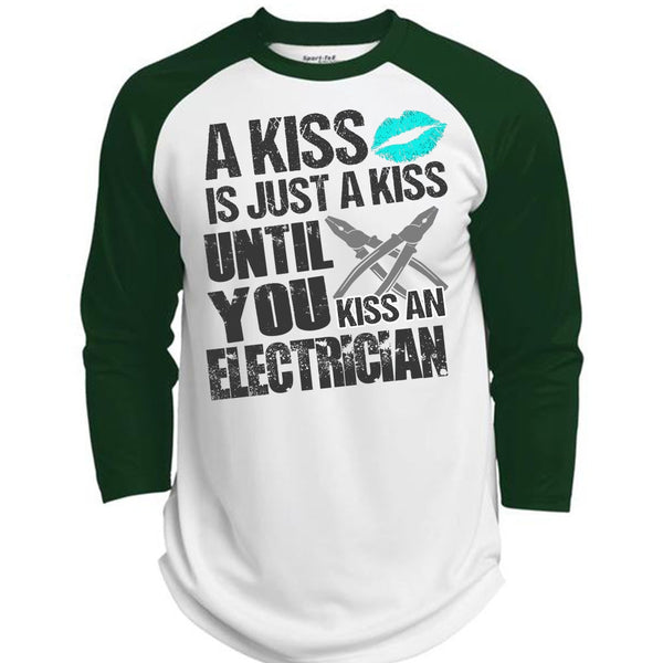 Kiss An Electrician T Shirt, A Kiss T Shirt, Awesome T-Shirts  (Polyester Game Baseball Jersey)