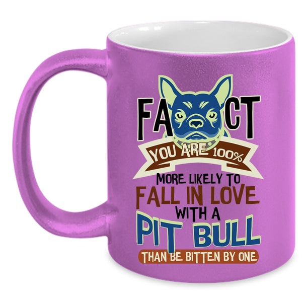 Cute Pit Bull Lovers Coffee Mug, Fall In Love With A Pit Bull Accent Mug