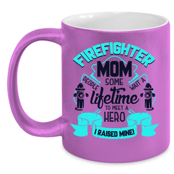 I Raise A Firefighter Mom Coffee Mug, Firefighter Mom Accent Mug