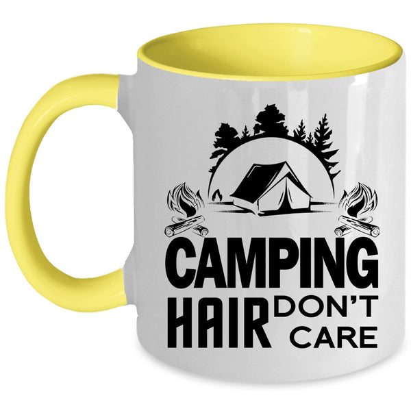 Funny Gift For Camper Coffee Mug, Camping Hair Don't Care Accent Mug