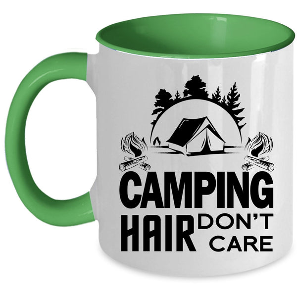Funny Gift For Camper Coffee Mug, Camping Hair Don't Care Accent Mug