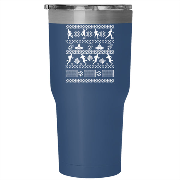 Funny Soccer Tumbler 30 oz Stainless Steel, Christmas Tree Travel Mug