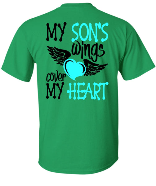 My Son's Wings Cover My Heart T Shirt, I Love Son T Shirt