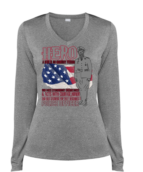 Police Officer T Shirt, Being A Police T Shirt, Cool Shirt (Ladies LS Heather V-Neck)