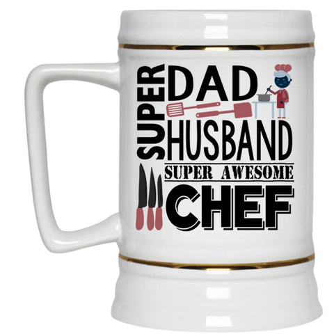 Awesome Chef Beer Stein 22oz, Dad And Husband Beer Mug