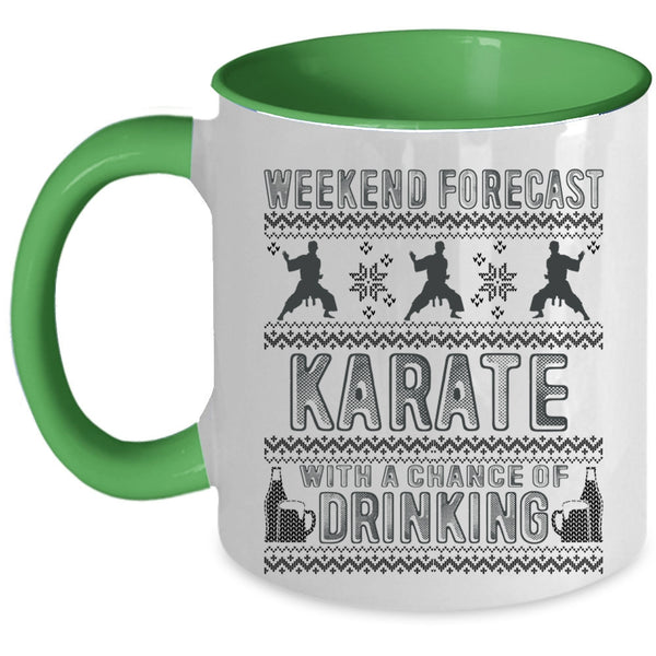 Chance Of Drinking Coffee Mug, Weekend Forecast Karate Accent Mug