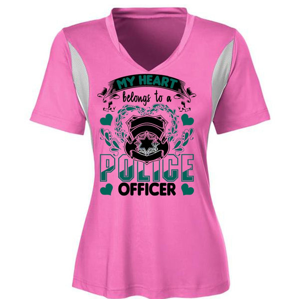 My Heart Belongs To A Police Officer T Shirt, I Love Police T Shirt, Awesome T-Shirts