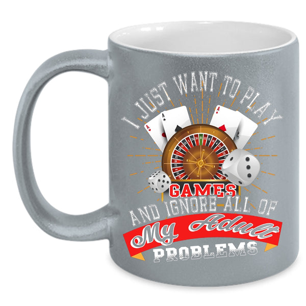 I Just Want To Play Games Coffee Mug, Cool Playing Games Coffee Cup