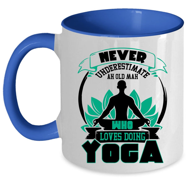 Cool Grandpa Coffee Mug, An Old Man Loves Doing Yoga Accent Mug
