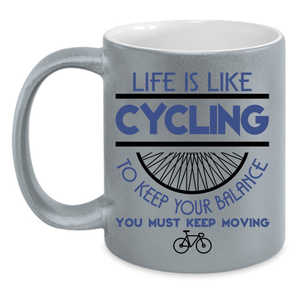 I Go Cycling Coffee Mug, Life Is Like Cycling Accent Mug