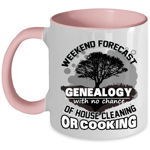 Funny Family Coffee Mug, Weekend Forecast Genealogy Accent Mug