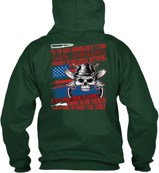 Meat Eating Gun Owning T Shirt, Flag Flying T Shirt