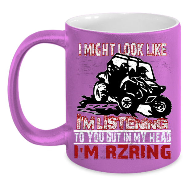 In My Head I'm Rzring Coffee Mug, Cool Dirty Track Racing Coffee Cup