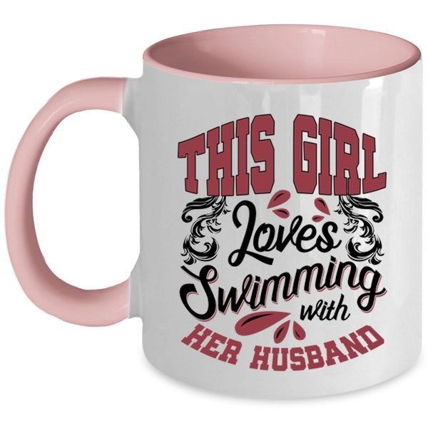Couple Coffee Mug, This Girl Loves Swimming With Her Husband Accent Mug