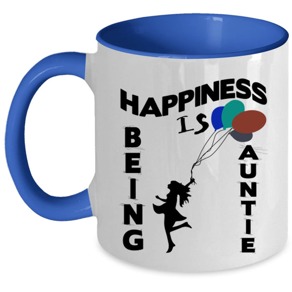 Cute Gift For My Aunt Coffee Mug, Happiness is Being Auntie Accent Mug