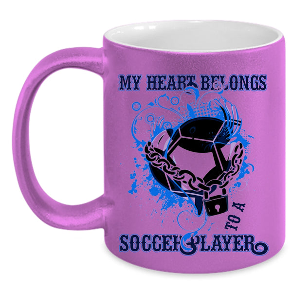 Cute Love Coffee Mug, My Heart Belongs To A Soccer Player Accent Mug