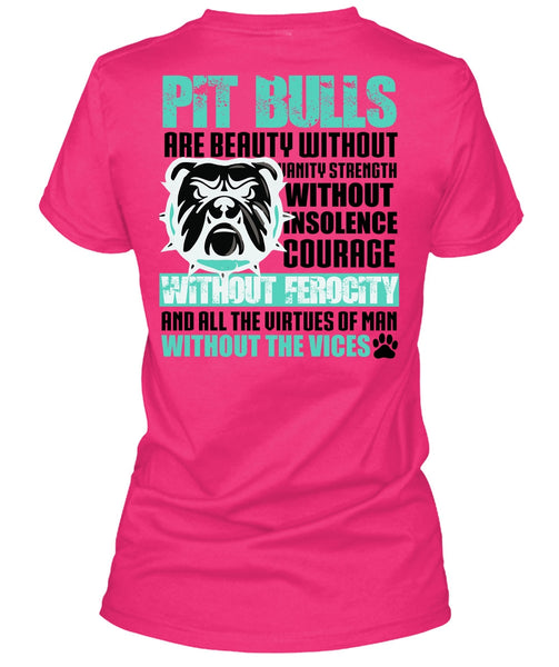 Pit Bulls Are Beauty T Shirt, My Favorite T Shirt, Cool Shirt (Ladies LS Heather V-Neck)
