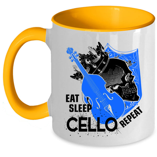 Cool Cello Player Coffee Mug, Eat Sleep Cello Repeat Accent Mug