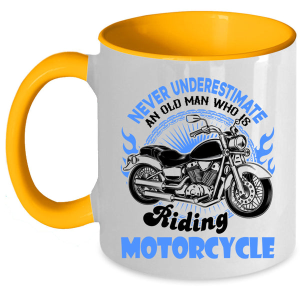 Cool Grandpa Coffee Mug, An Old Man Is Riding Motorcycle Accent Mug