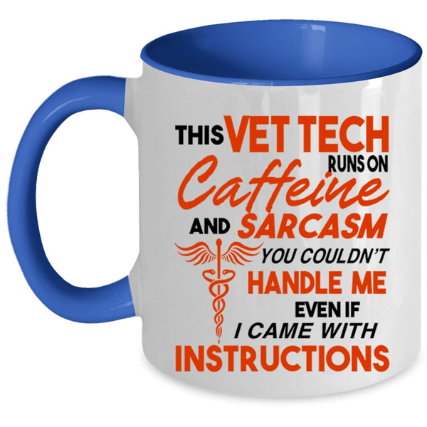Cool Coffee Mug, This Vet Tech Runs On Caffeine Accent Mug