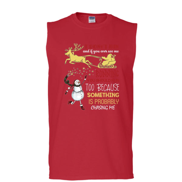 You Should Run To T Shirt, Coolest Merry Christmas Gift T Shirt, Cool T Shirt (Men's Cotton Sleeveless)