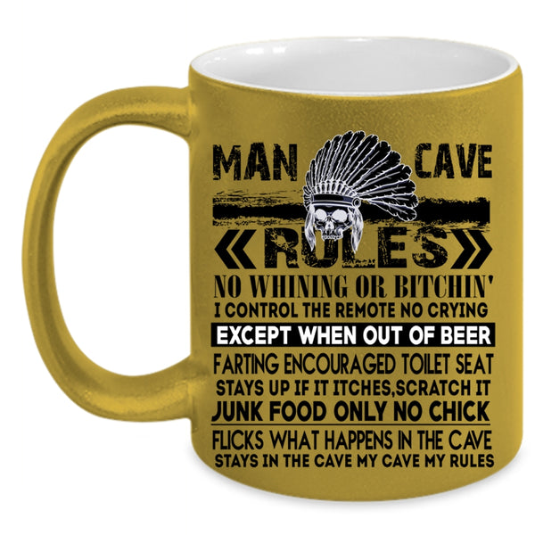 My Funny Husband Coffee Mug, Man Cave Rules Accent Mug