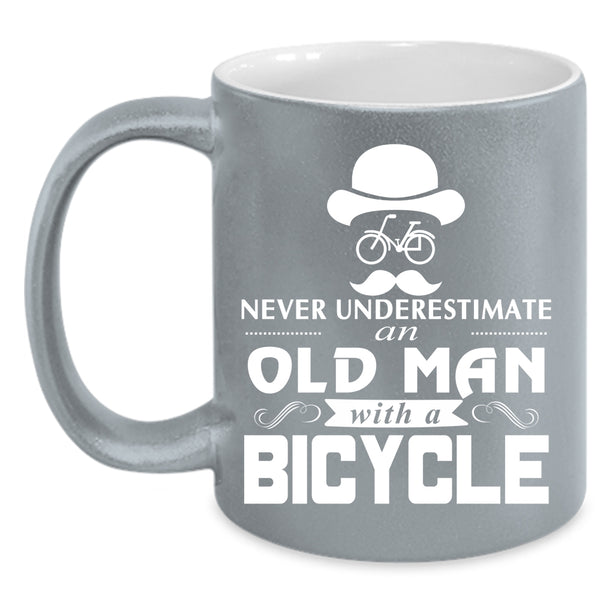 An Old Man With A Bicycle Coffee Mug, Cool Gift For Grandpas Coffee Cup