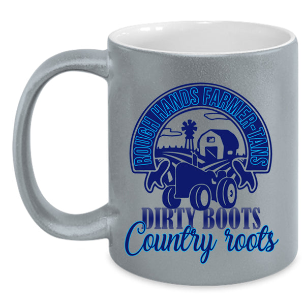 Dirt Boots Coffee Mug, Rough Hands Farmer Tans Accent Mug