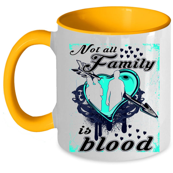 I Love My Family Coffee Mug, Not All Family Is Blood Accent Mug