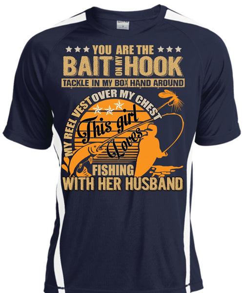 Fishing With Her Husband T Shirt, Bait On My Hook T Shirt, Cool Shirt