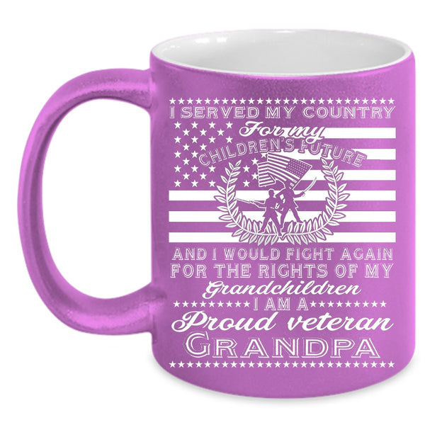 I Am A Proud Veteran Grandpa Coffee Mug, My Grandchildren Coffee Cup
