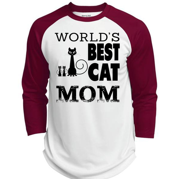 World's Best Cat Mom T Shirt, Being A Mom T Shirt, Mother's Day T Shirt  (Polyester Game Baseball Jersey)